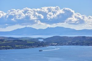 Arran, Bute and Rothesay from Summit of Buachailean (346m)