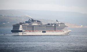 MSC Cruiseship Heading South Down the Clyde