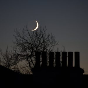 Crescent Moon over Chimney