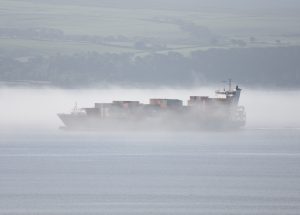Ship in the Clyde Mist